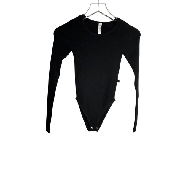 Lululemon Tight-Fit Long-Sleeve Knit Bodysuit Black ribbed size XXS NEW top - Picture 3 of 9